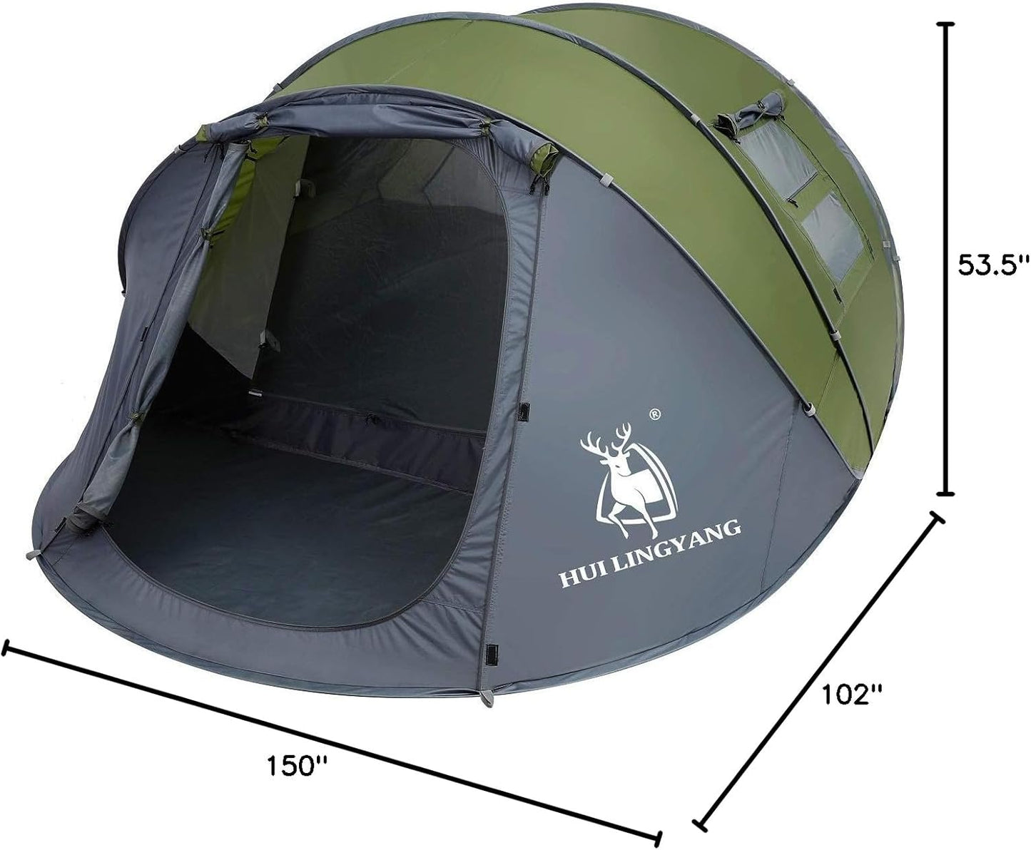 6 Person Easy Pop Up Tent,12.5’ x 8.5‘ x53.5,Automatic Setup,Waterproof, Double Layer,Instant Family Tents for Camping,Hiking & Traveling
