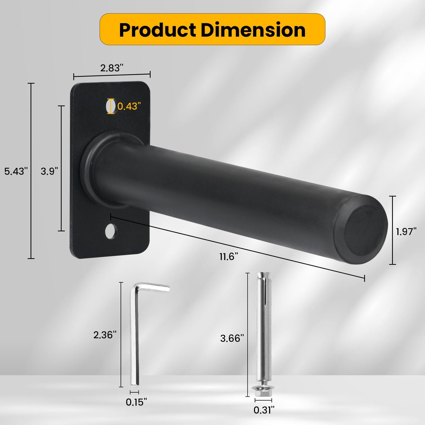 EVERYMATE Weight Plate Holder, Wall Mounted Weight Rack for 1" and 2" Olympic Weight Plates, 4 Pack Home Gym Storage with 8pcs Steel Expansion Bolts, Weight Storage Racks