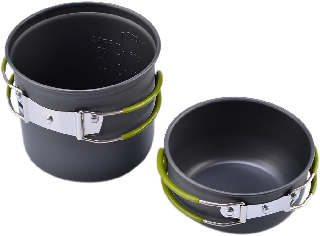 Petforu Canister Stove Set with Campfire Cookware Pots & Pans for Backpacking & Camping