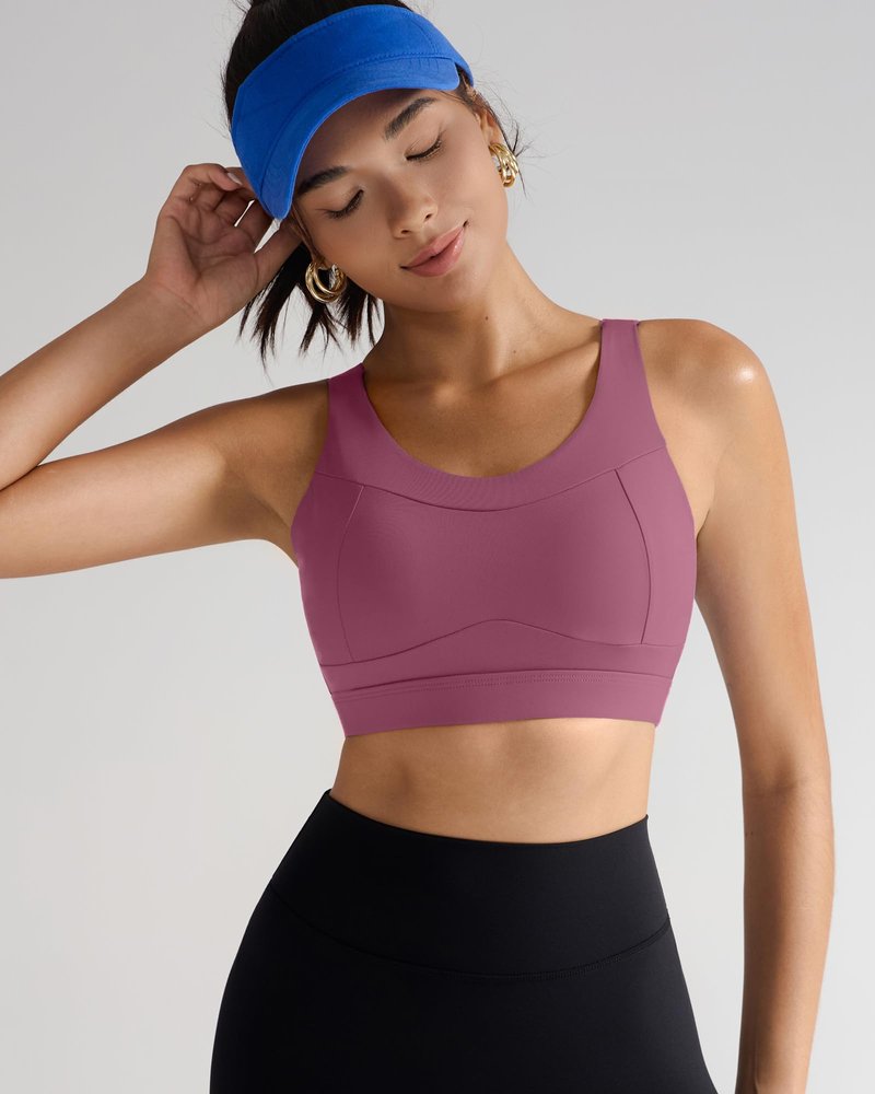 RUNNING GIRL High Impact Sports Bras for Women,Racerback Red Bra Workout Crop Tank Tops Longline Sports Bra Push up(WX2667 Pink,S)