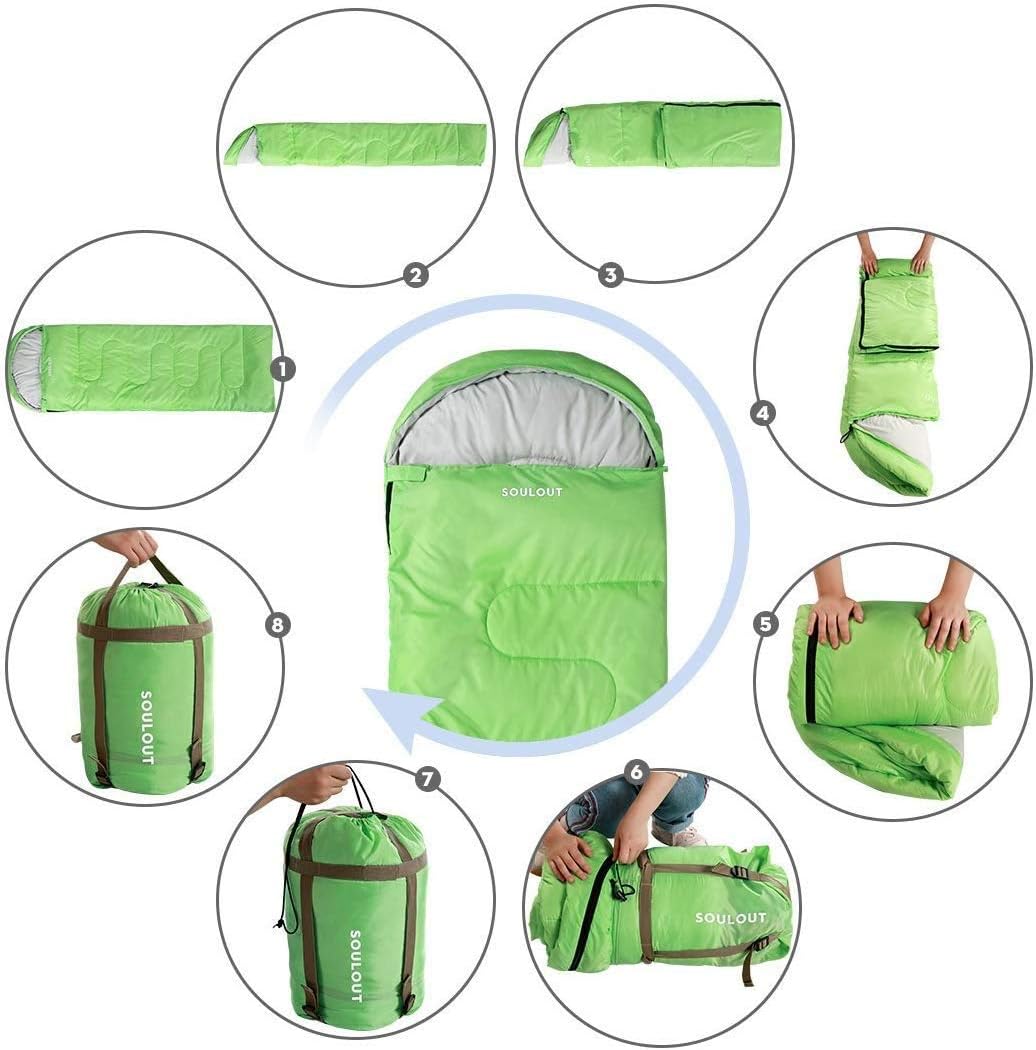 3-4 Season Sleeping Bag for Adults & Kids, Lightweight Warm Cold Weather Camping Bag with Waterproof Compression Sack – Portable for Hiking, Backpacking, Traveling & Outdoor Adventures