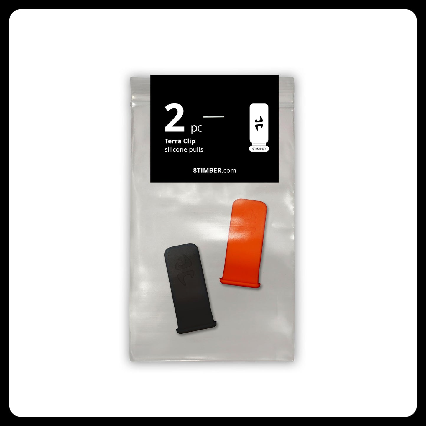 8TIMBER Terra Clip Pull Tabs 2-Pack - Durable Silicone Enhancements or Replacements for FIDLOCK Hook 20 Compatible Gear — Orange and Black