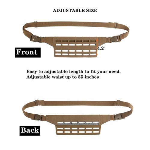 Tactical Fanny Pack Adapter Panel Waist Belt Extension Platform for Molle Pouches Magazine Pouch (TAN 6 Columns)