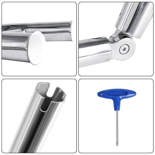 NovelBee 3 Tube Fishing Rod Holders,Polished Stainless Steel Trident Outrigger Stylish Rod Holder,Adjustable Kite Fishing Mount 3-Rod Holder