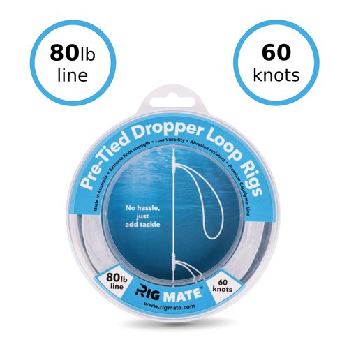 80 lb Pre-Tied Dropper Loop Rigs. Fishing Line Spool. Loops 18 Inches Apart with 5.5 Inch Loop Size. Perfect for Saltwater & Freshwater Fishing. Perfect for Snapper & Other Bottom Feeding Fish.