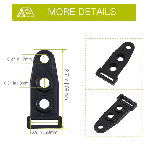 BRILLIANCE4U 3 Holes Tent Pole Male to Female Converter, Plastic Tent Feet Holder Buckles, Tent Hooks Guy Line Fasteners, Tent Pole Connectors 12 Pack