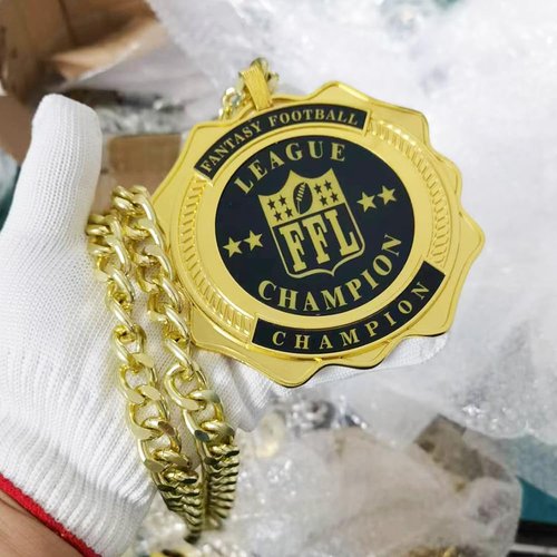 noblehead Fantasy Football Championship Chain Medal Trophy Ring Award Gift for Tournament or League Champion Winner (Gold)