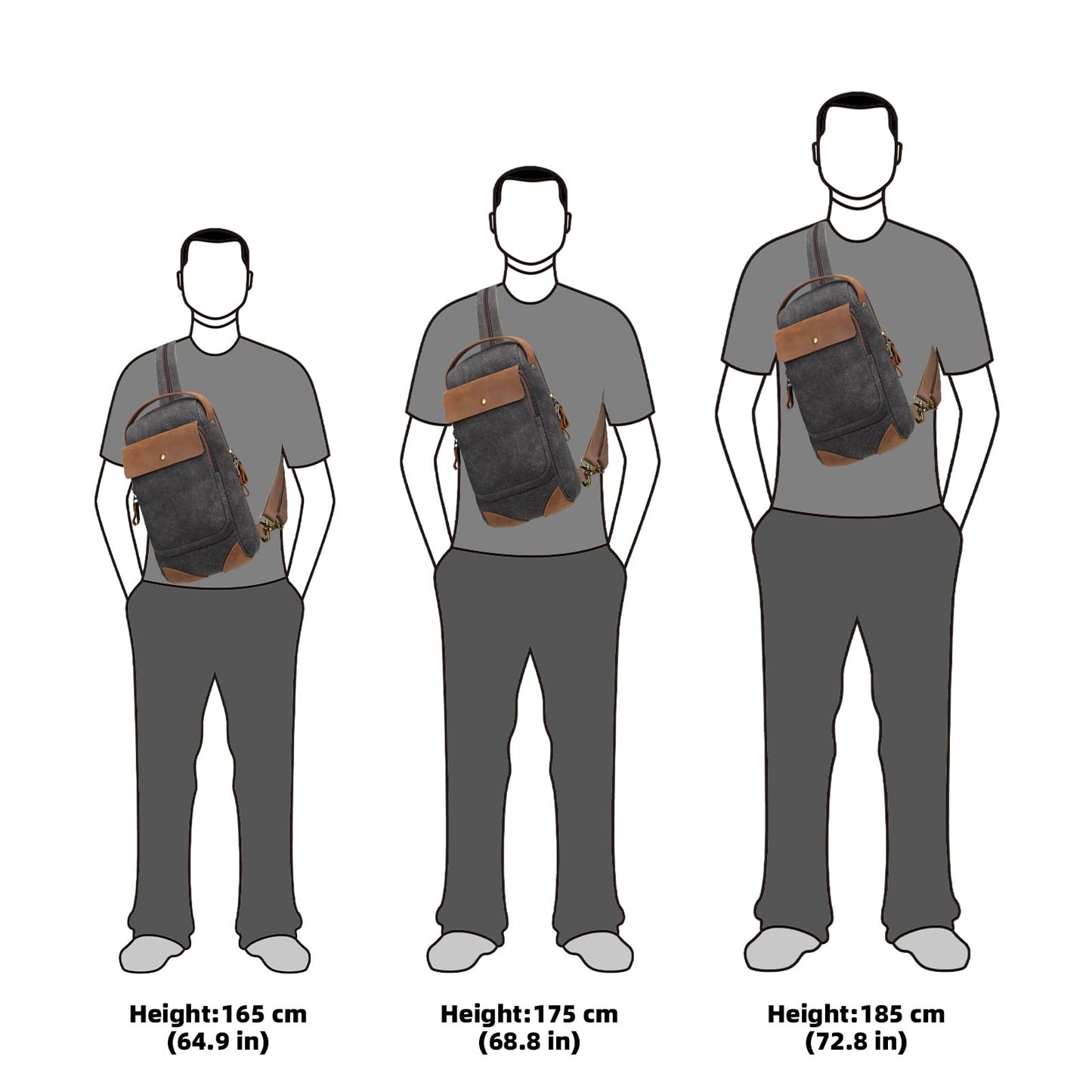 KL928 Canvas Sling Bag Crossbody Backpack Sling Backpack Shoulder Bag Casual Daypacks for Men Women