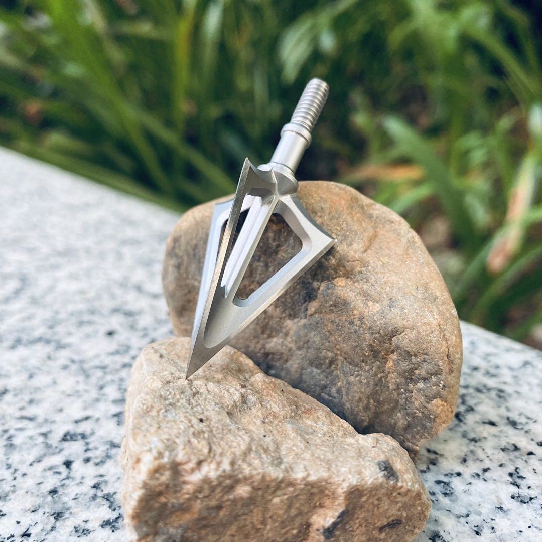 KEAUP 6 Pack Fixed Blade Broadheads 100 Grain 420 Stainless Steel Fixed Blade Broadhead Archery Arrow Heads Crossbow Broadheads for Crossbow and Compound Bow