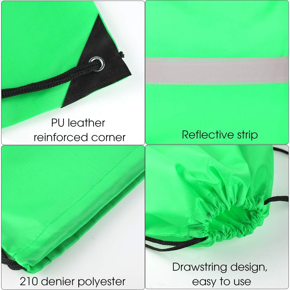 KUUQA 15 Pack Drawstring Backpack Bag Bulk Reflective Backpack String Bags Cinch Sack Backpack for Team Yoga Sport Gym Traveling