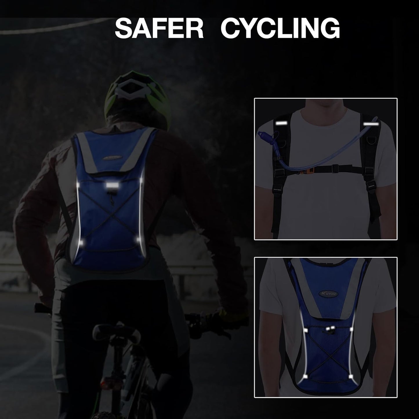 KUYOU Running Hydration Vest - Lightweight Insulated Hydration Backpack with 2L Water Bladder, Adjustable Chest Straps and Reflective Water Backpack for Trail Running Marathon Race Hiking Cycling