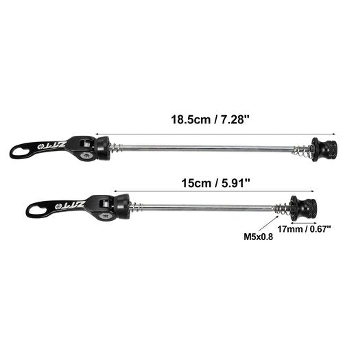 X AUTOHAUX 2 Pcs Bike Bicycle Quick Release Axles Skewers Lever Front Rear Bike Axle Wheel Hub 15cm 5.91" 18.5cm 7.28" Black for MTB Moutain Road Bike