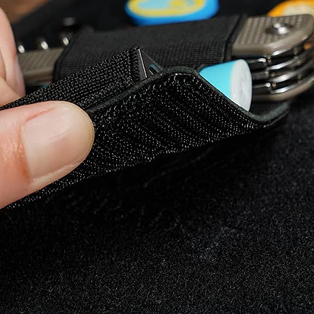 2pcs Tactical Tool Zipper Pouch EDC Elastic Organizer Holder, Expansion Pouch Utility Bag Insert Attachment with Hook Plate Backed, Storage Pocket Set for Tactical Vest Chest Rig Backpack (Black)