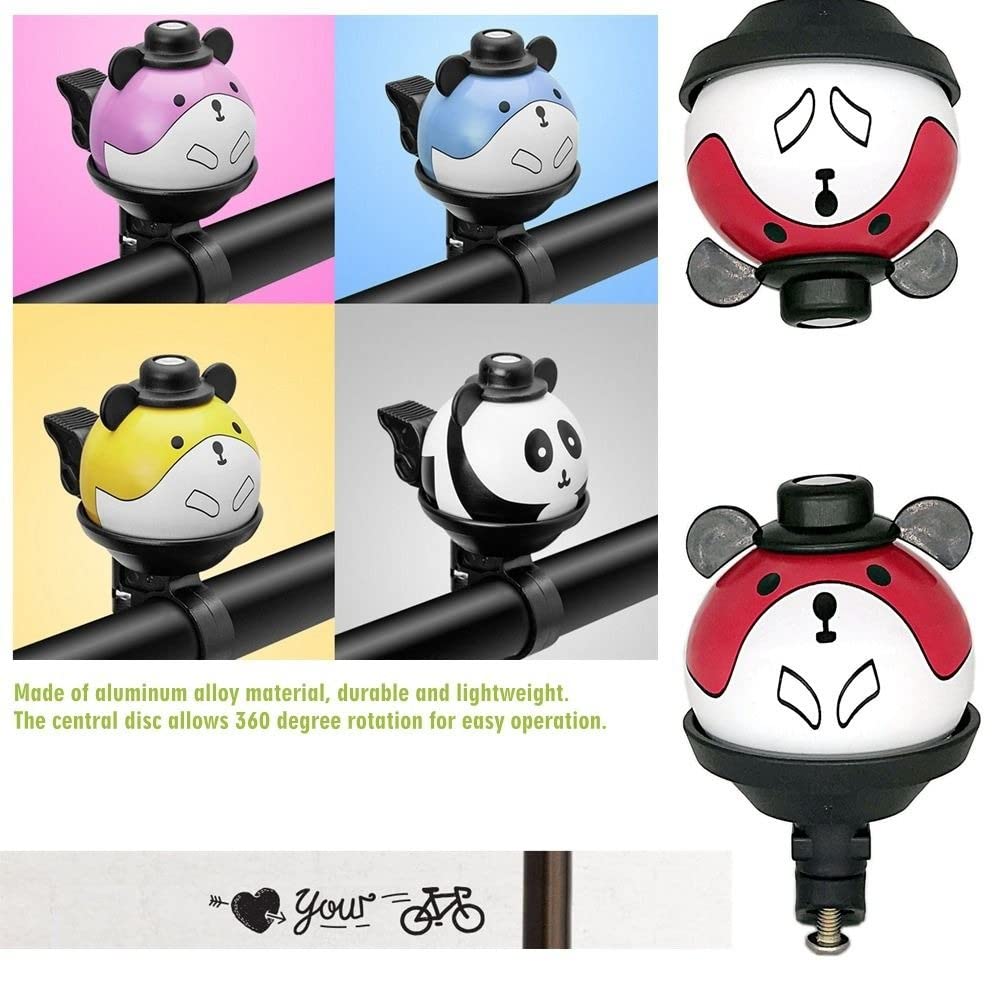 Kids Bicycle Bells, Personality Cut Cartoon Panda High Decibel Cycling Bells Loud Crisp Clear Sound Bicycle Bell Children Bike Bell Riding Accessories