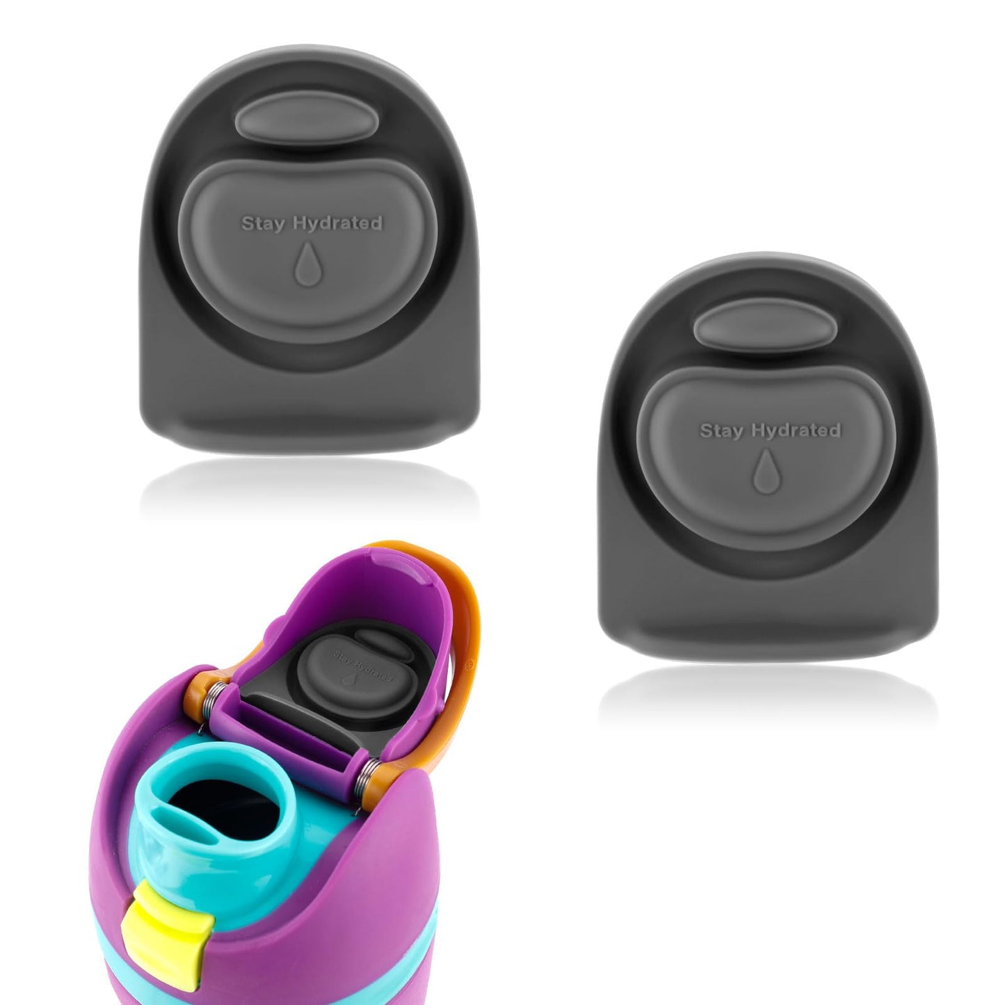 2pcs Replacement Stopper for Owala FreeSip 24/32oz, BPA Free Rubber Water Bottle Top Lid Gasket Parts Seal Bottle Cap Mouth for Owala 16/19/24/32/40oz Silicone Bottle Gasket Plug Accessories(Gray)