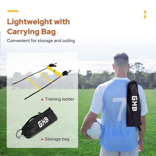 GHB Agility Ladder 1 Pack and Disc Cones 50 Pack 2 Carrying Bag