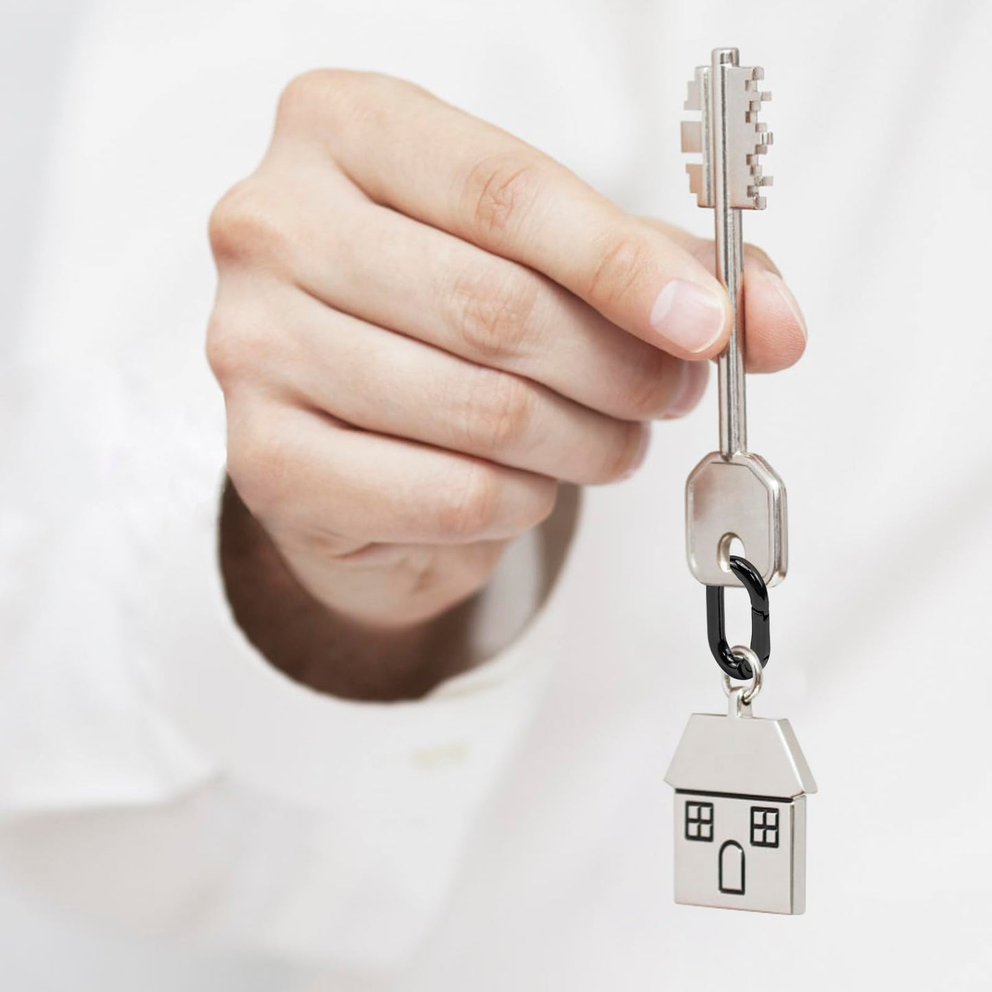 30pcs Black Oval Carabiner Metal Spring Loop Clip, Small Carabiner Metal Spring Key Ring for Bags, Keychain, Dog Tag Clips (Black)