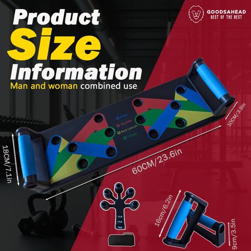GOODSAHEAD Fitness Push Up Board - Multifunctional Home Workout Push Up Bar, Portable Pushup Board with Non-Slip Handles for Floor | Strength Training Gym Equipment for Men & Women