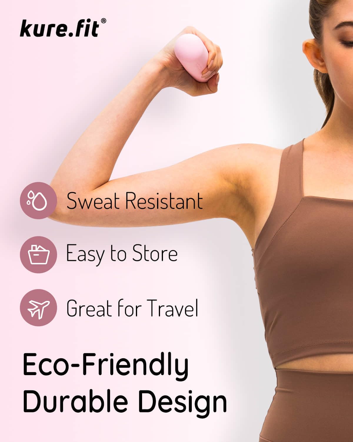 kure.fit Hand Weight Bars for Women (2.2 LB) | Resistance Booty Bands | Pilates, Yoga, Dance, Aerobics, Running, Cardio, Gym, Strength Training | Non-Slip | Portable Dumbbells | Women & Men | Pink