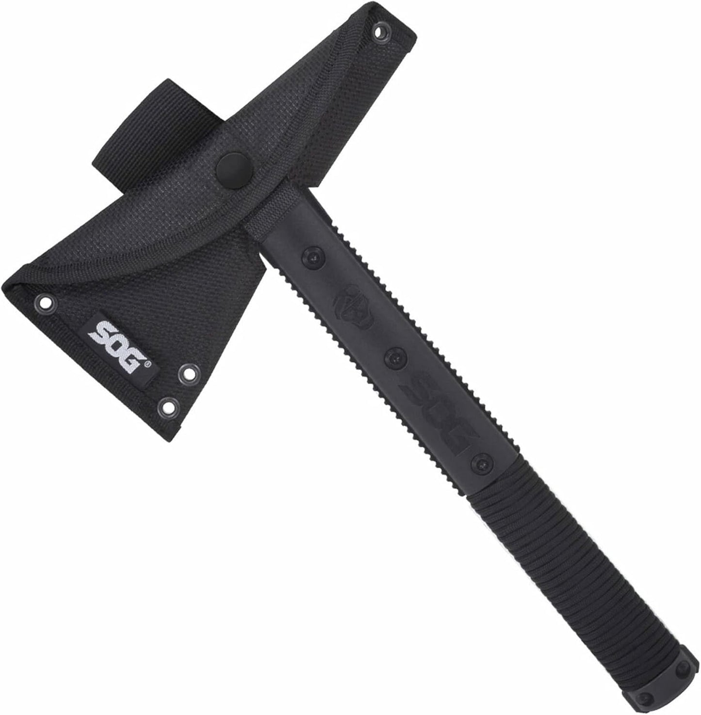SOG Tactical Tomahawk- Throwing Hatchet, Versatile Survival Tactical Axe and Emergency Breaching Tool with Sheath (F01TN-CP)