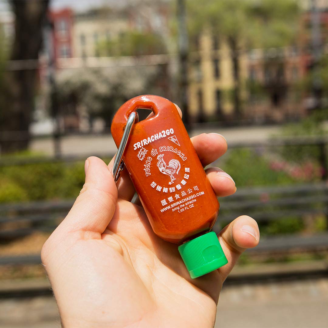 Sriracha2Go 3-Pack - BPA Free, TSA Approved, Leak Proof, Reusable, Stainless Steel Carabiner Clip
