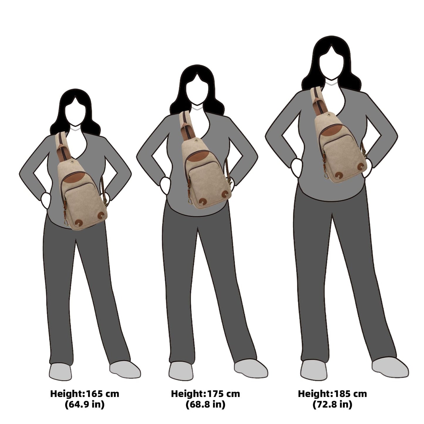 KL928 Canvas Sling Bag Crossbody Backpack Shoulder Casual Rucksack for Men Women, Khaki