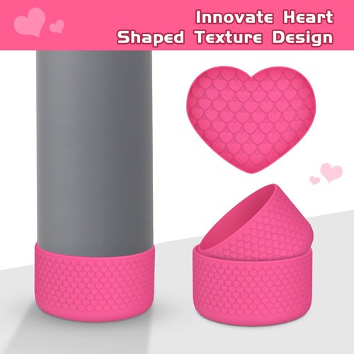 WUQID Heart Shaped Texture Silicone Boot Compatible with Stanle Quencher H2.0 & IceFlow Flip 20oz 30oz 40oz and Hydro Sport Flask 12-24oz, Anti-Slip Bottle Bottom Sleeve Cover
