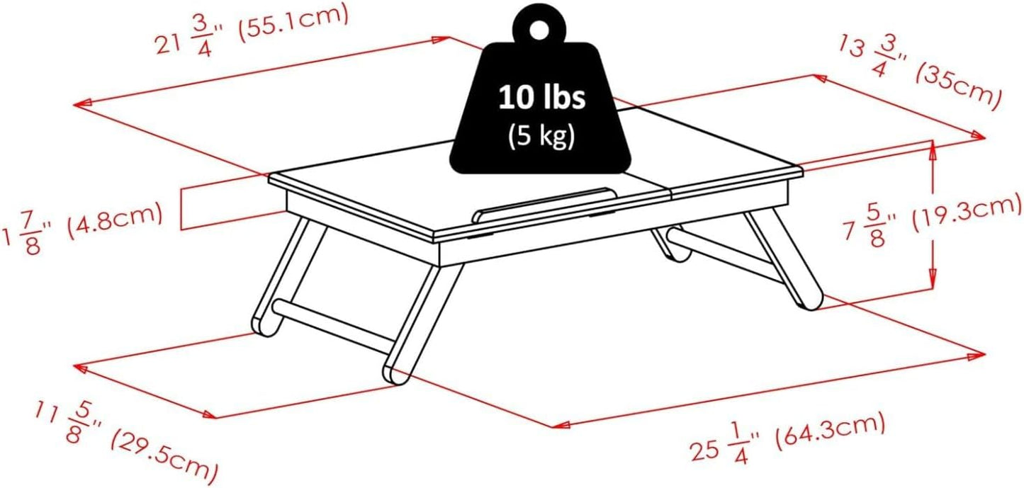 Alden Folding Lap Desk Bed Tray Versatile and Space-Saving Folding Desk for Meals Work or Study Compact and Stylish Design with Rich Walnut Finish Adjustable and Comfortable for Bed or Couch
