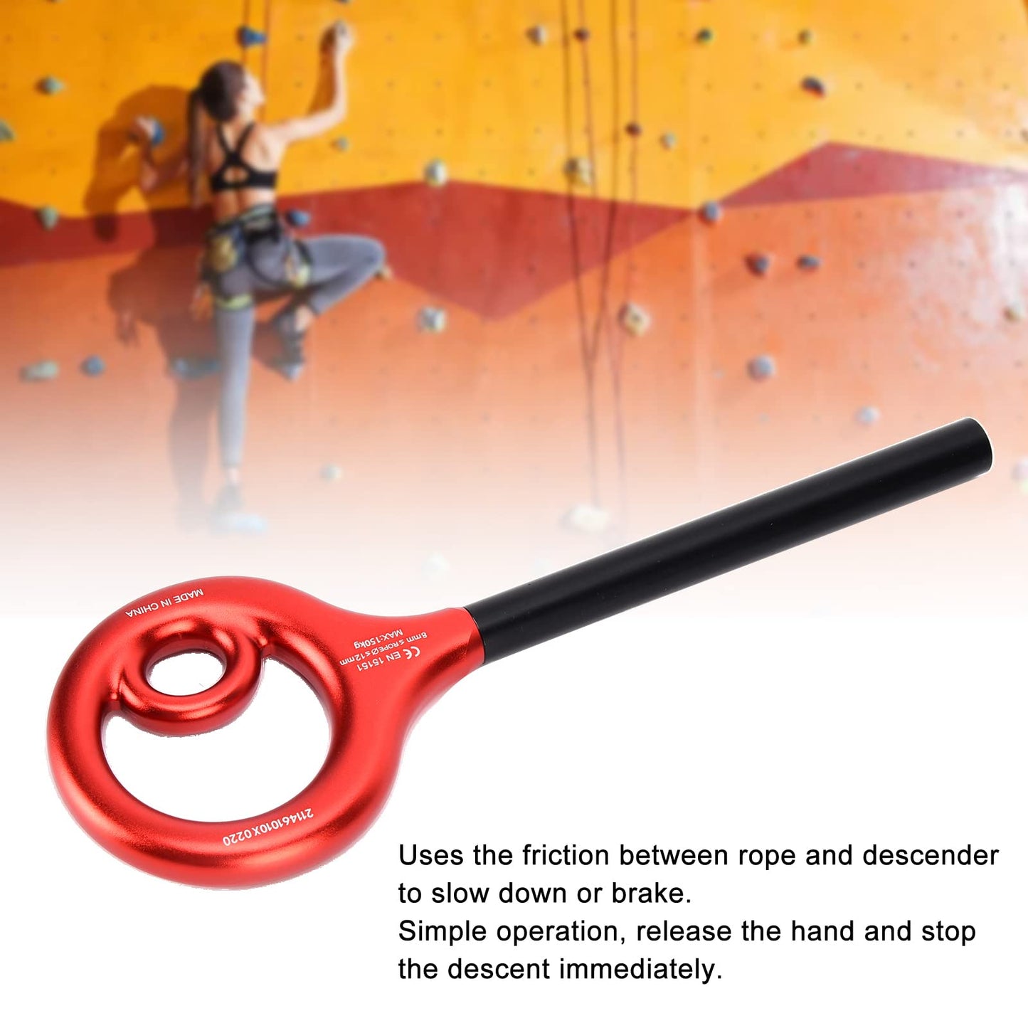 KLLJRFW 9 Rescue Figure 9 Shape Rigging Descender Anti Falling Outdoor Rock Climbing Speed Descent Equipment for Rock Climbing (Red)