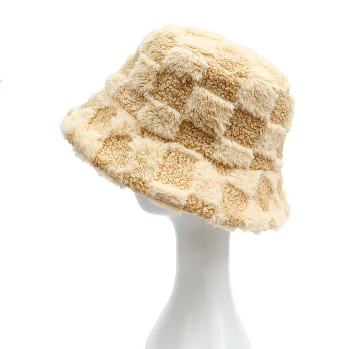 Furry Bucket Hat for Women Warm Fur Bucket Hat Winter Teddy Velvet Plush Fisherman Fluffy Sherpa Bucket Hats