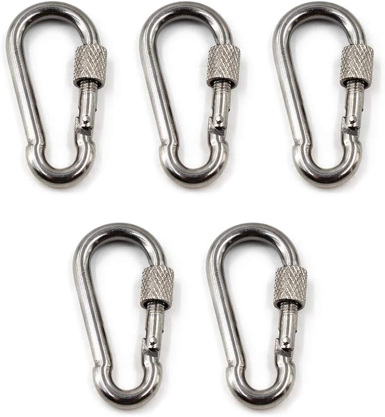 304 Stainless Steel Spring Snap Key Chain Clip Hook Screw Gate Buckle with Screw Gate Lock for Home,Outdoor Camping,Hiking Fishing,Traveling,Backpack