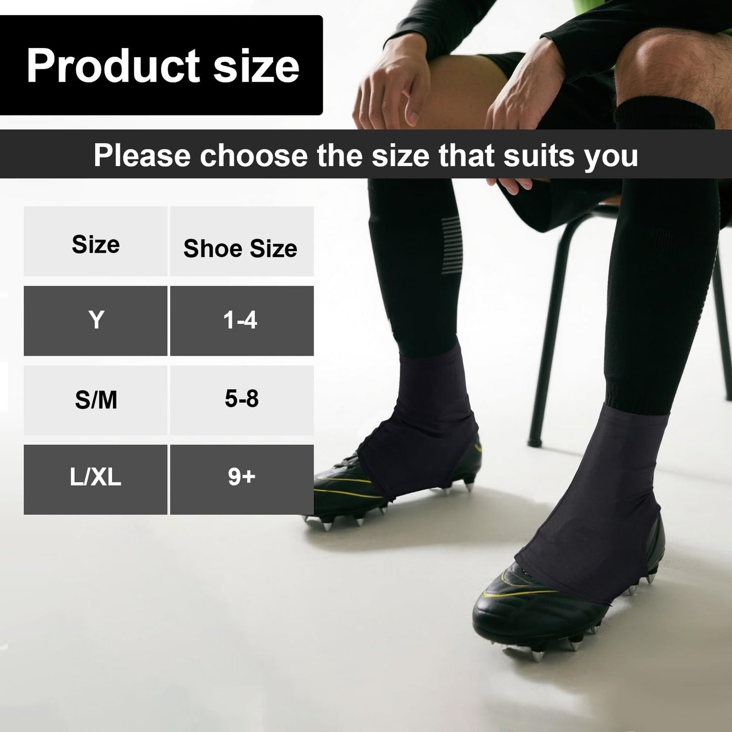 SEX POINT Spats Football Cleat Covers, Cleat Covers Football, Football Cleat Covers Youth for Soccer Baseball Kids Teenagers Adults, Cleat Spats Keeps Cleats Tied Turf Pellets Out (Black, Small)