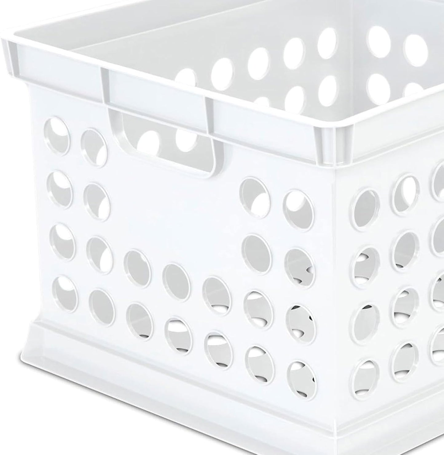 Sterilite Stackable Plastic Storage Crate Bin Organizer File Box with Handles for Home, Office, Dorm, Garage, or Utility Organization, Black, 6-Pack