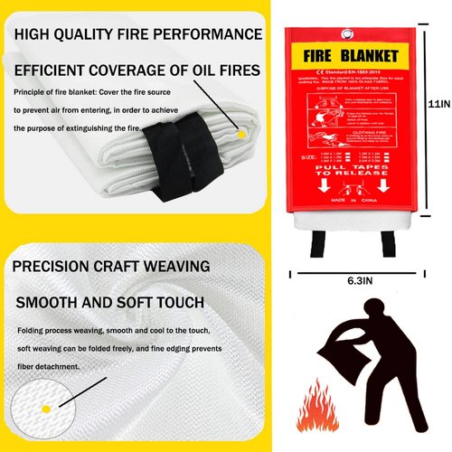 ZGYBY Emergency Fire Blanket 2 Pack, X-Large Red Glass Fiber Fire Resistant Blanket, 47 * 47in, Suitable for Home, School, Fireplace, Grill, Car, Office, Warehouse etc.