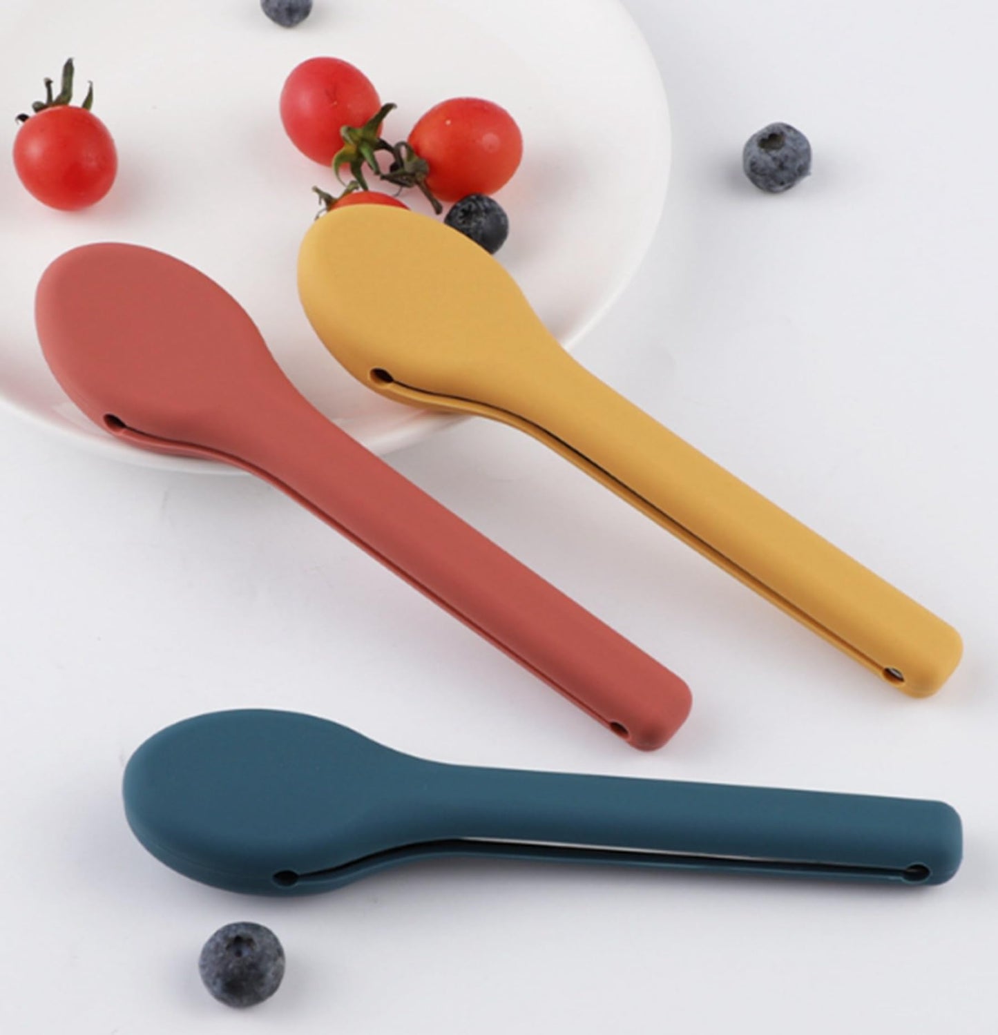 3-Pack 304 Stainless Steel Cutlery Set Flatware Set With Carrying Silicone Case Portable Travel Cutlery Set Reusable Cutlery Designed For Families, Travel SchoolAnd Camping (BLUE)