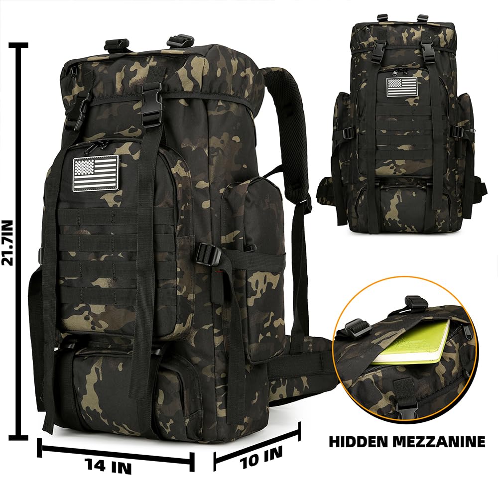Bkcmy 45L Hiking Backpack Waterproof Travel Daypack Camping Backpack for Men Women (Black)
