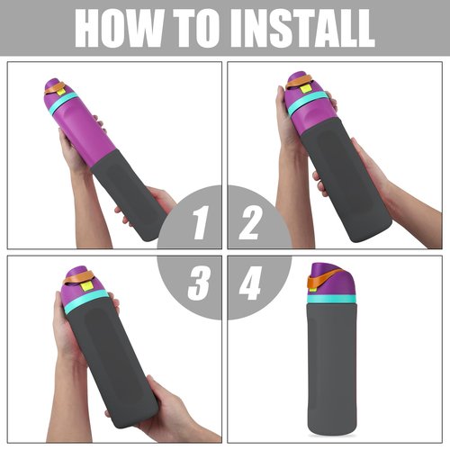 Silicone Water Bottle Boot for Owala 24oz, Full Wrap Protection Anti-Sliding Bottom Protective Sleeve Case Compatible with FreeSip Water Bottle Gift for Owala Protector Cover Accessory (Grey)