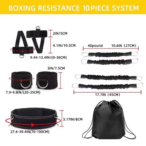 OYINDIZ Boxing Resistance Bands, Leg Strength and Agility Speed Trainer Exercise Full Body Physical Workout Power Punch Pro for MMA, Volleyball Basketball Football Training Equipment