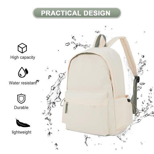 UPPACK Backpack Lightweight bag Waterproof college backpack for cute Aesthetic backpack Casual Daypack for Men Women(Beige Green)