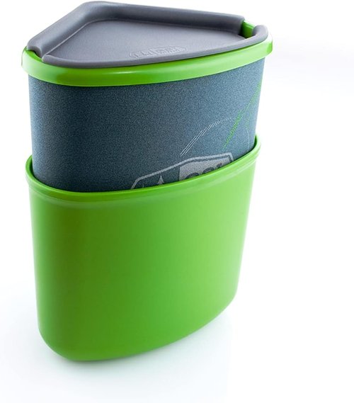 GSI Outdoors Gourmet Nesting Mug + Bowl, Green with Insulated Sleeve for Camping, Travel & Picnics