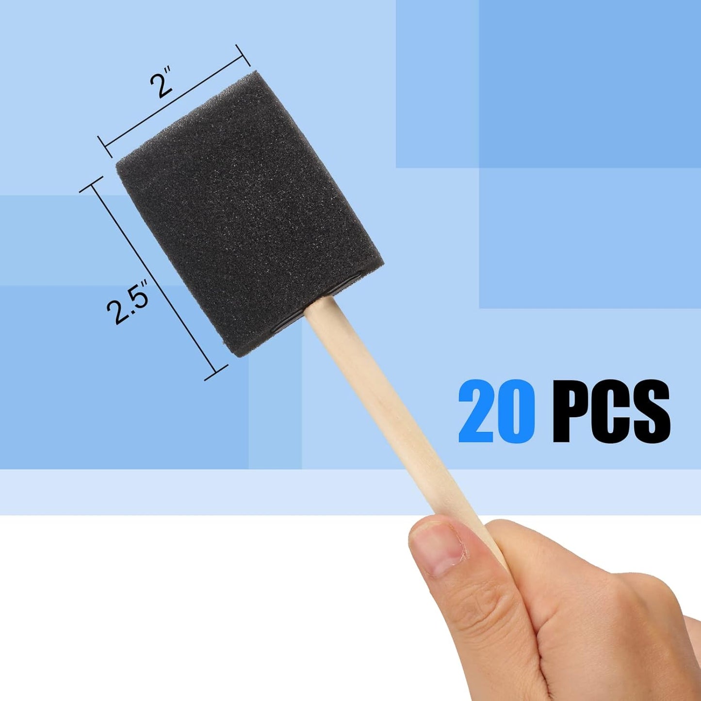 24 Pcs Foam Paint Brushes, Wood Handle Sponge Brushes for Painting, Staining, Varnishes, and DIY Craft Projects (1'', 2'' and 3'')