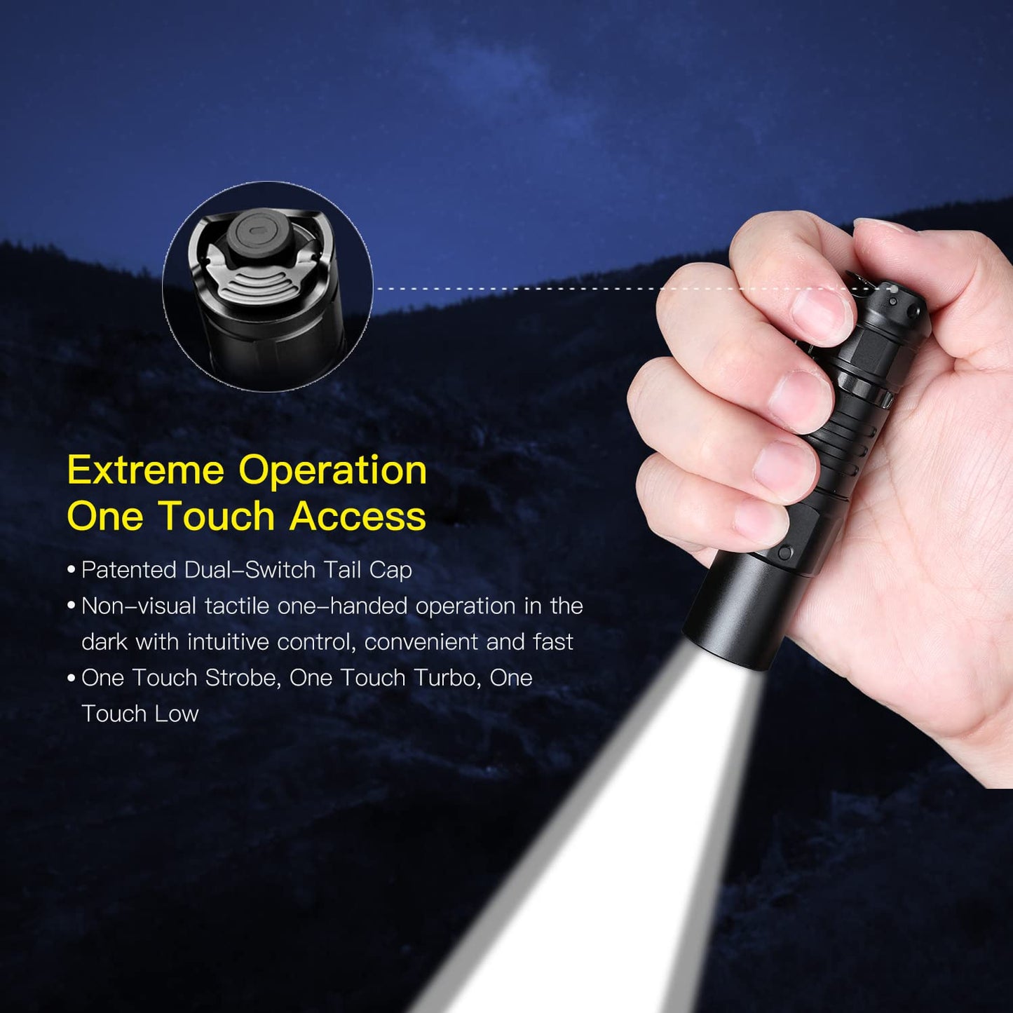klarus XT1C Flashlight, 1000 Lumens Rechargeable EDC Flashlights, Max Run Time 150 Hours Two Switch Tactical Flashlight (XT1C New)