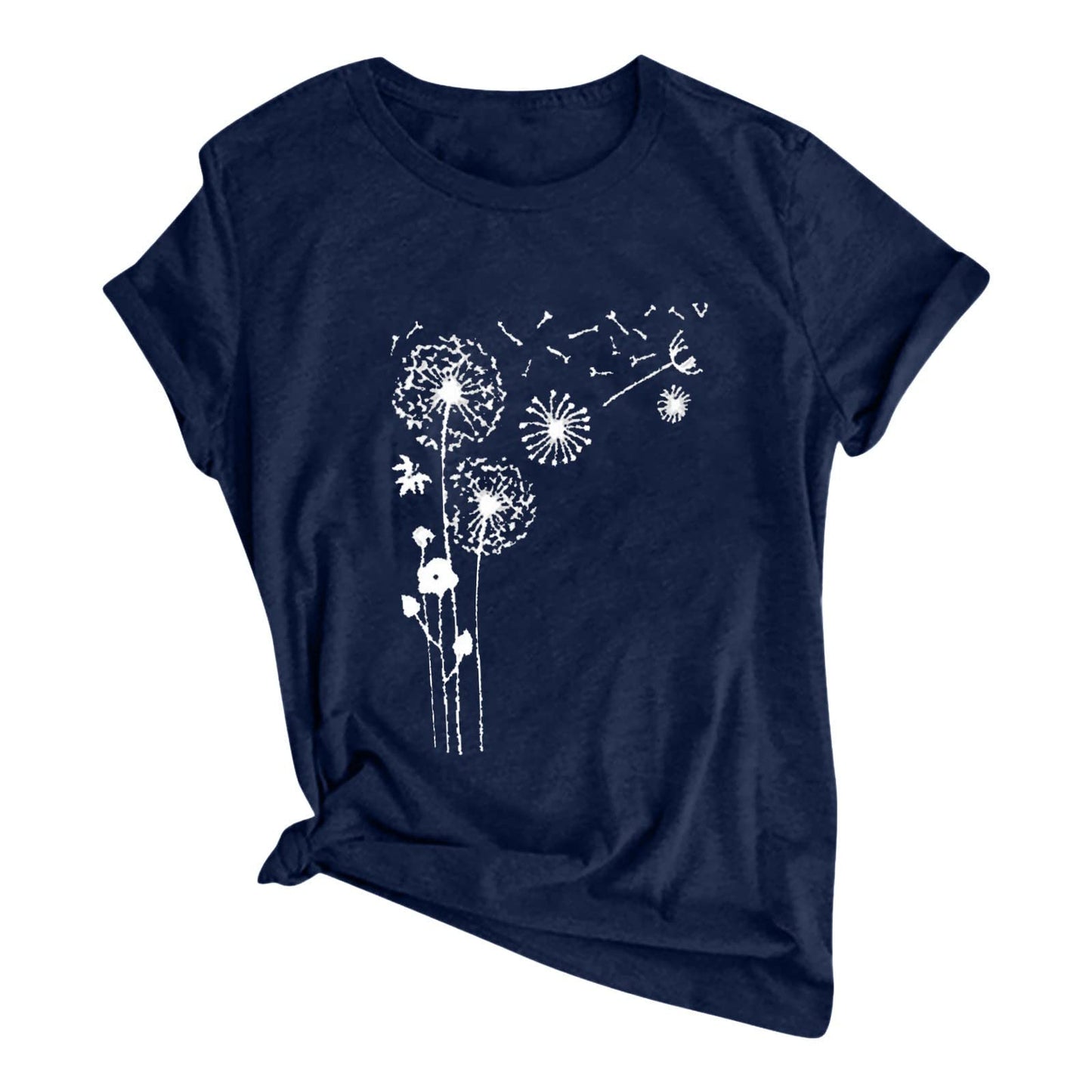 Summer Dandelion Graphic Tees Summer Basic Shirt Tops 2024 Summer Short Sleeve Shirt 2024 Womens Summer T-Shirts 2024 Summer Short Sleeve Shirt(01-Navy,XX-Large)
