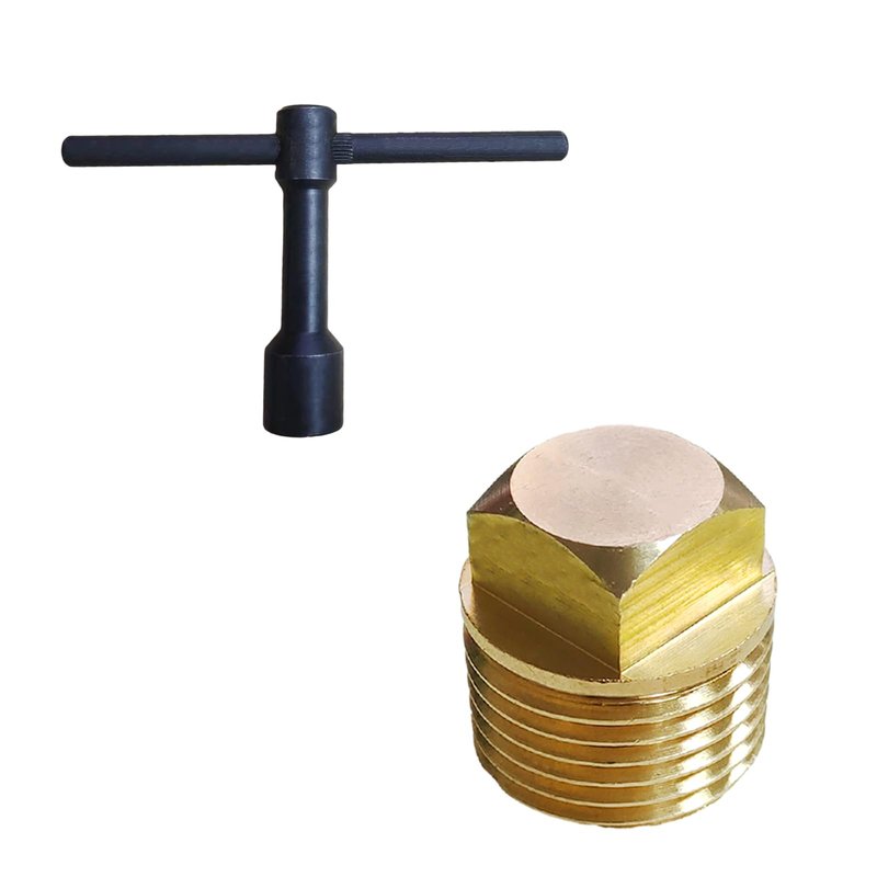 soujkooy 3 Pcs Boat Drain Plug with Boat Drain Plug Wrench, Brass Drain Plugs Flare Tube Fitting Spare Garboard Drain Plug Kit for Most Boats Hulls Parts