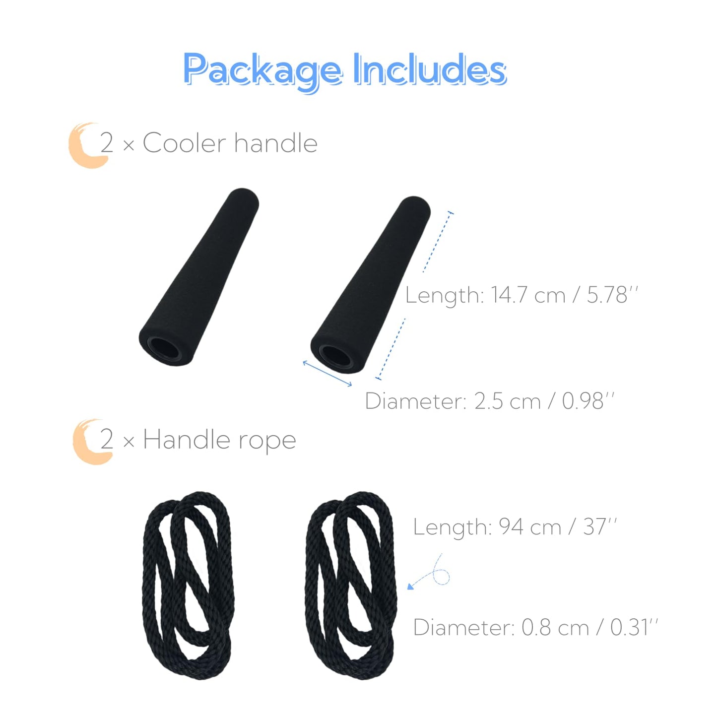 2 Pack Cooler Rope Handle Replacement for YETI, RTIC Coolers, Heavy-Duty, Comfortable Grip, Easy to Install, Perfect for Camping, Fishing, BBQs & Outdoor Adventures
