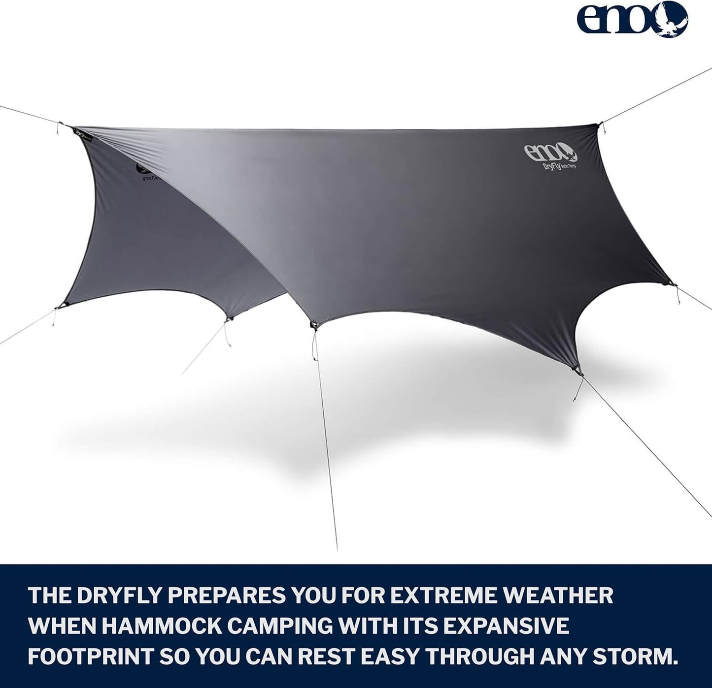 ENO, Eagles Nest Outfitters DryFly Rain Tarp, Ultralight Hammock Accessory, Charcoal