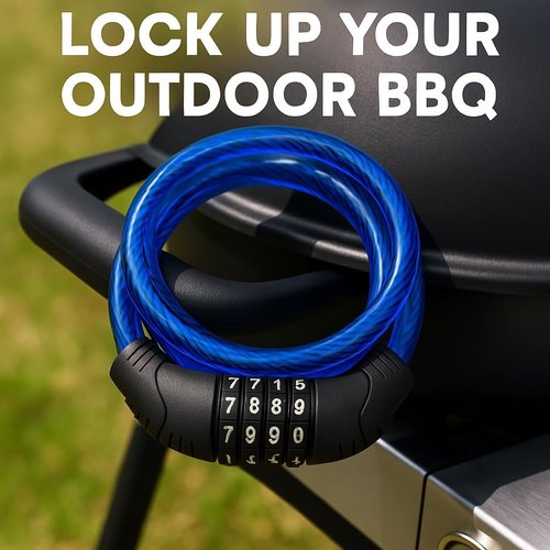 4 ft Steel Cable Bicycle Lock – 10mm PVC Coated, 4-Digit Resettable Combination for Bikes, Scooters, and Outdoor Use