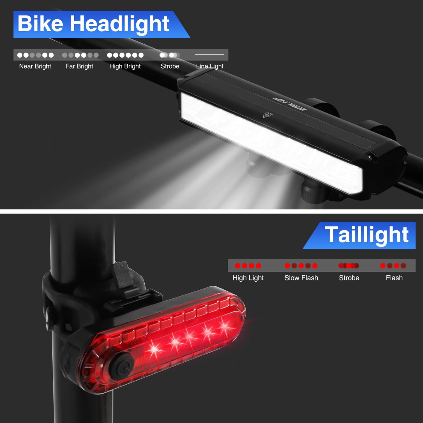 1800 Lumen Bike Light, Front and Back Bicycle Lights for Night Riding, Super Bright USB Rechargeable Bike Light with High Beam Low Beam for Men Women Kids Road Mountain Cycling