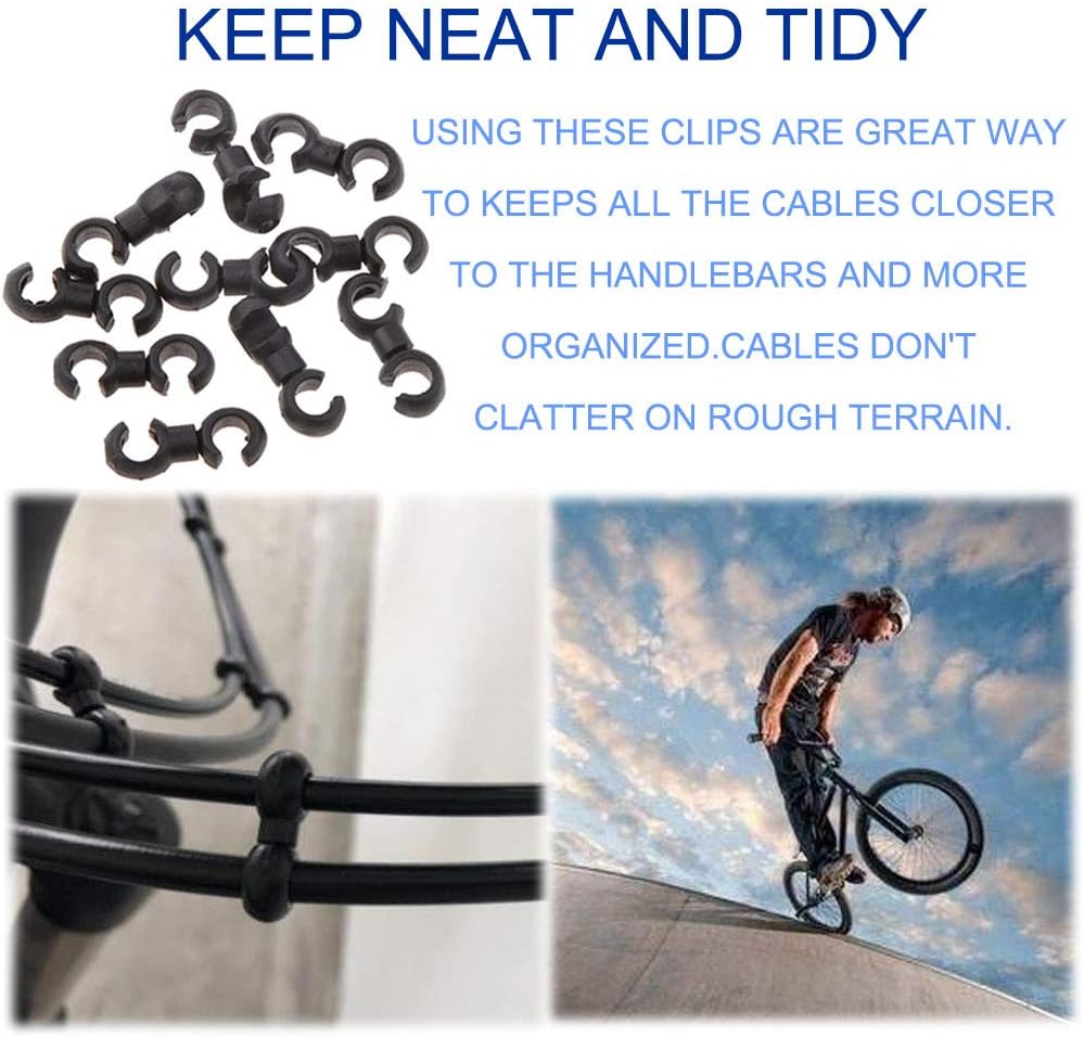 20Pcs Bike Cable Clips Hook, Bicycle Rotating S-Hook Shift and Brake Cable Housing Fixing Holder Parts & Components for Cycling MTB Gear Cable