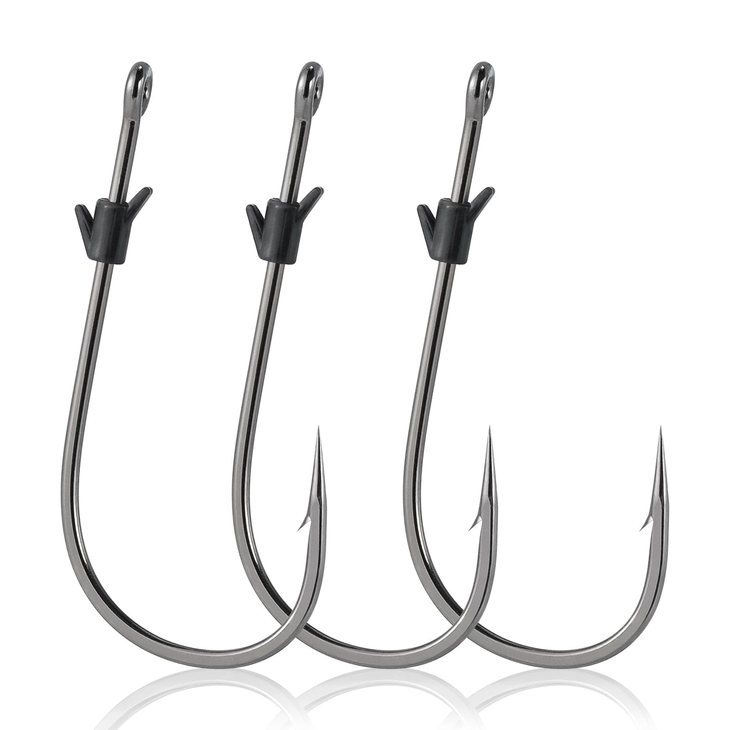 Dr.Fish 20 Pack Heavy Cover Hooks for Flipping and Punching, Bass Fishing Hook, Neko Rig/Wacky Rig, Round Bend Straight Shank Worm Hook Freshwater #4/0